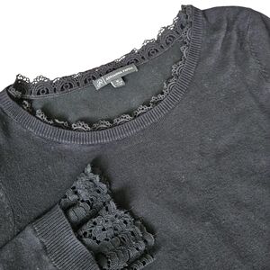 Adrianna Papell Womens Lace Trim Sweater Top Sz Medium